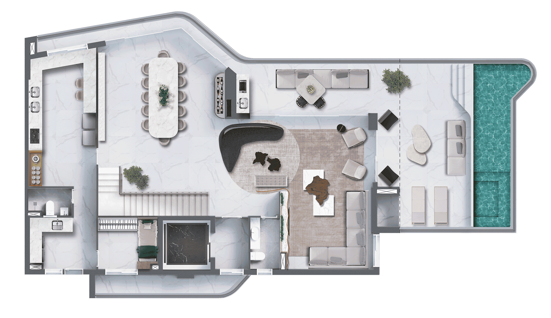 439,91 m² | 5 Suítes e 6 Vagas | Cobertura Duplex Superior